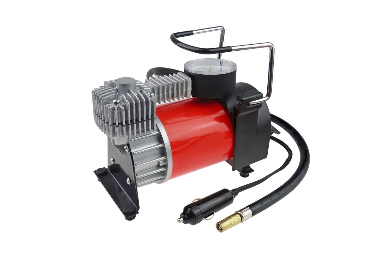 Compresoare auto - Compresor auto metalic, alimentare 12V cu manometru, accesorii si husa transport