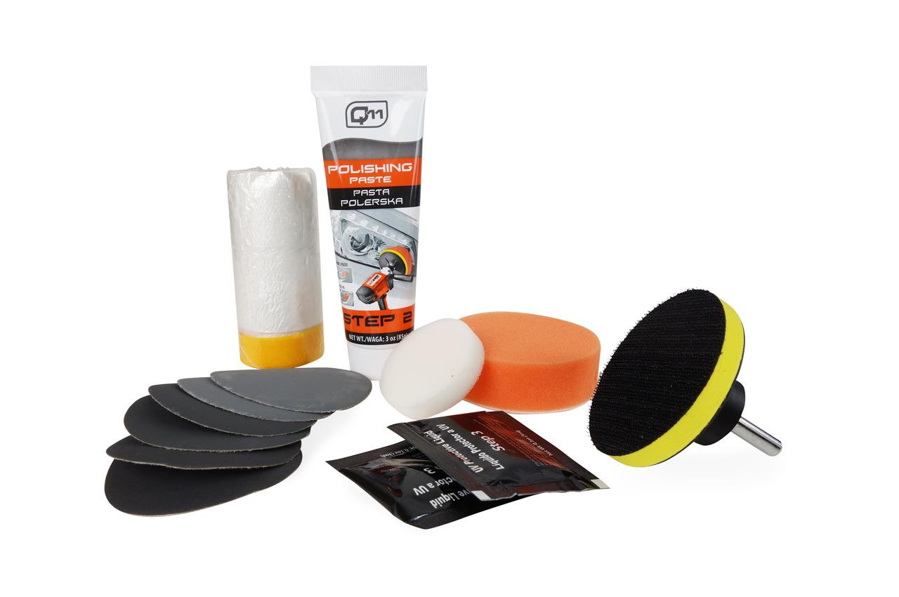 Produse cosmetica auto - Kit polish faruri cu pasta, bureti si discuri abrazive