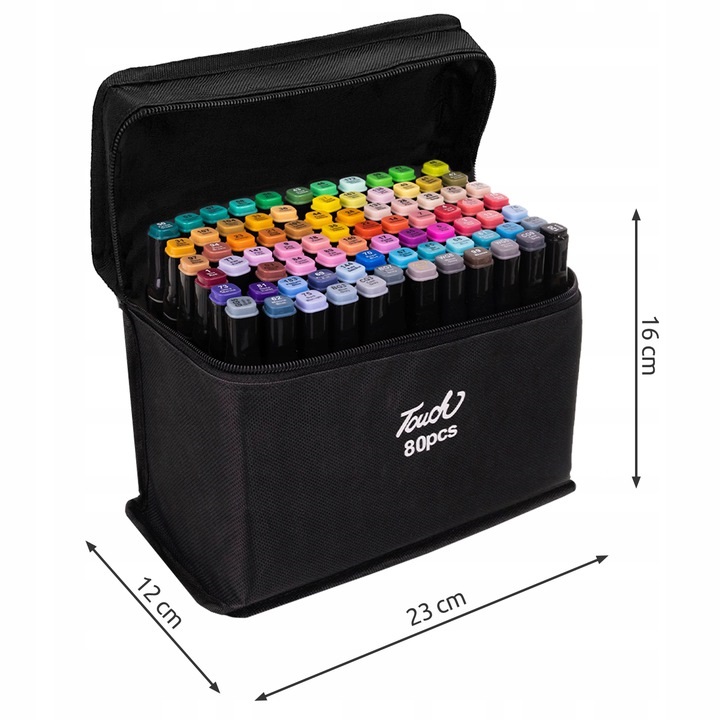 Set 80 markere colorate duble, scriere si evidentiere, geanta depozitare [3]