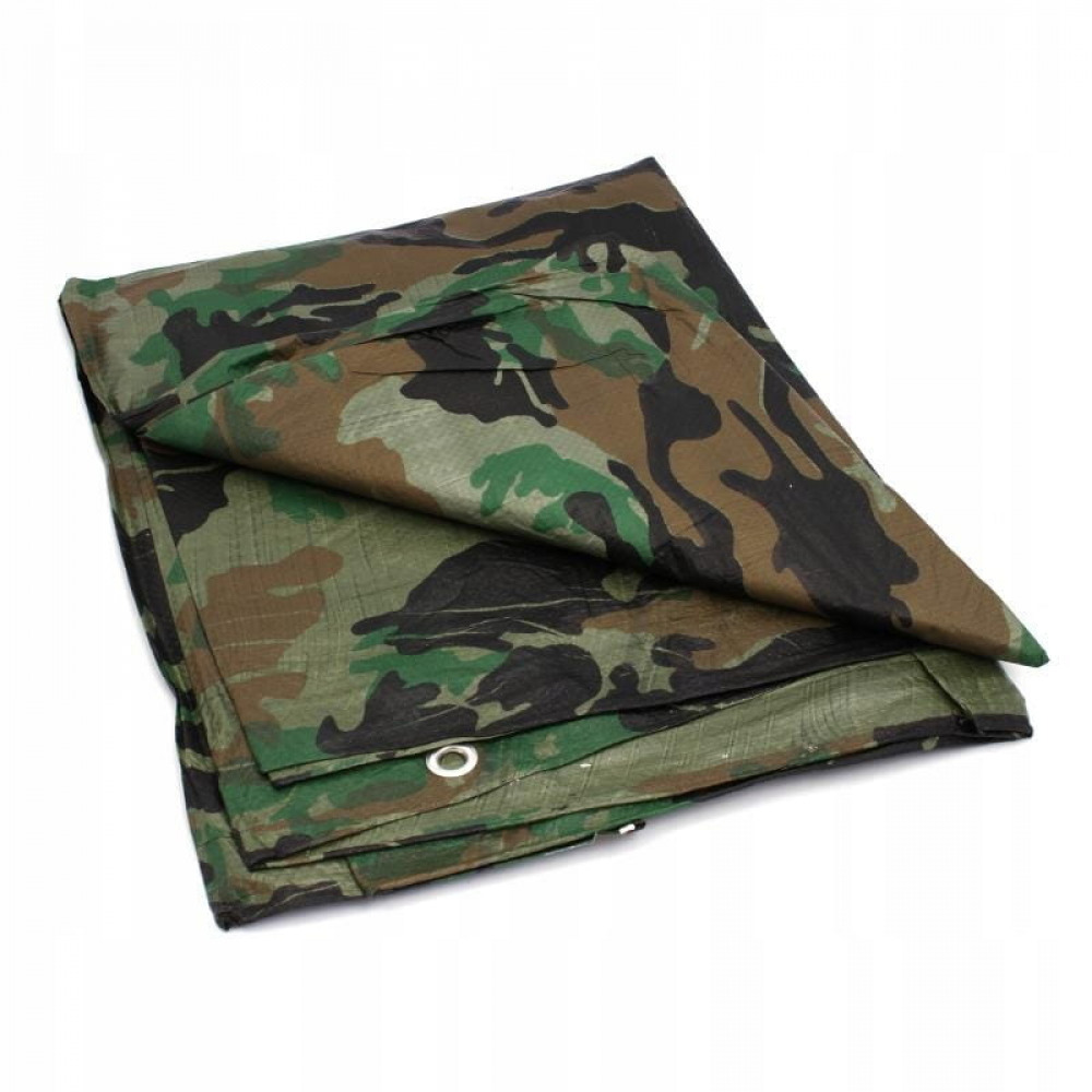 Produse EmagMarketplace - Prelata impermeabila Army Camouflage, 2x3m cu inele de prindere, 80gr/mﾲ