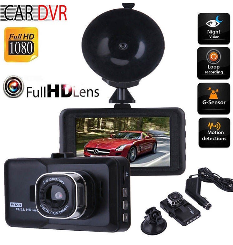 Camera Video De Bord Auto Qeno® , FULL-HD 1080P, Display LCD 3 Inch, vizibilitate 170°, Senzor G, Detectarea Miscarii, Negru – Qeno România