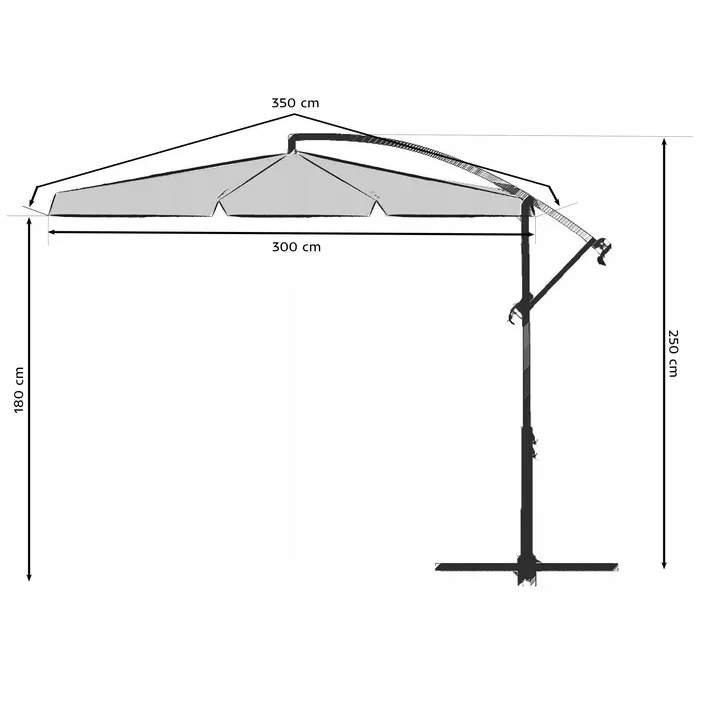 Umbrela pentru terasa si gradina, 350 cm, 6 segmente, inaltime si inclinare reglabila, bej 6 29861248