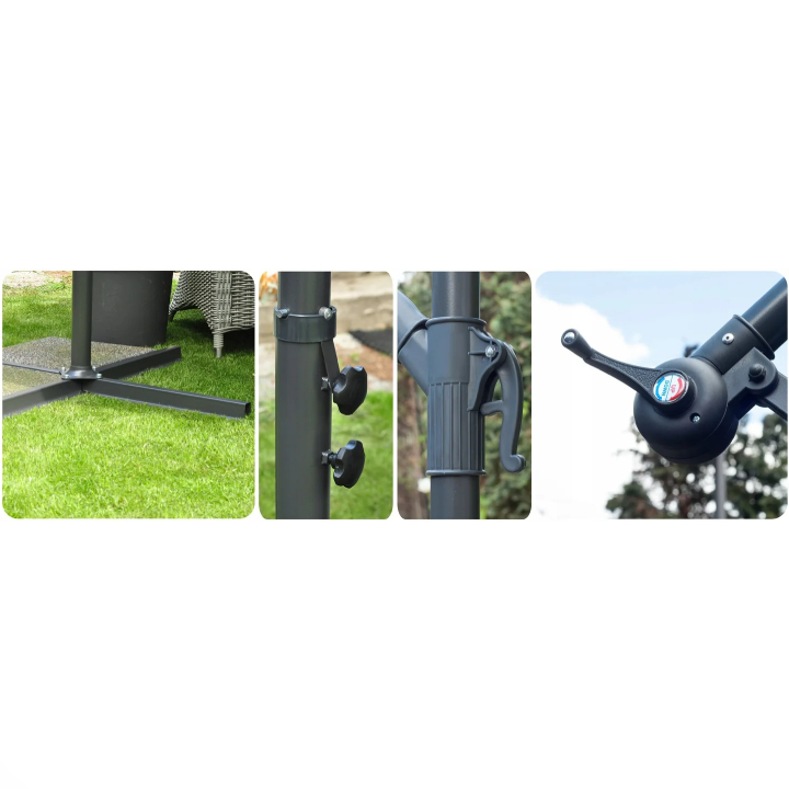 Umbrela pentru terasa si gradina, 350 cm, 6 segmente, inaltime si inclinare reglabila, bej 5 29861249