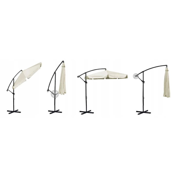 Umbrela pentru terasa si gradina, 350 cm, 6 segmente, inaltime si inclinare reglabila, bej 3 29877135