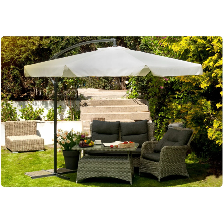 Umbrela pentru terasa si gradina, 350 cm, 6 segmente, inaltime si inclinare reglabila, bej 4 29877137