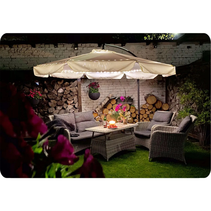 Umbrela pentru terasa si gradina, 350 cm, 6 segmente, inaltime si inclinare reglabila, bej 1 29877140