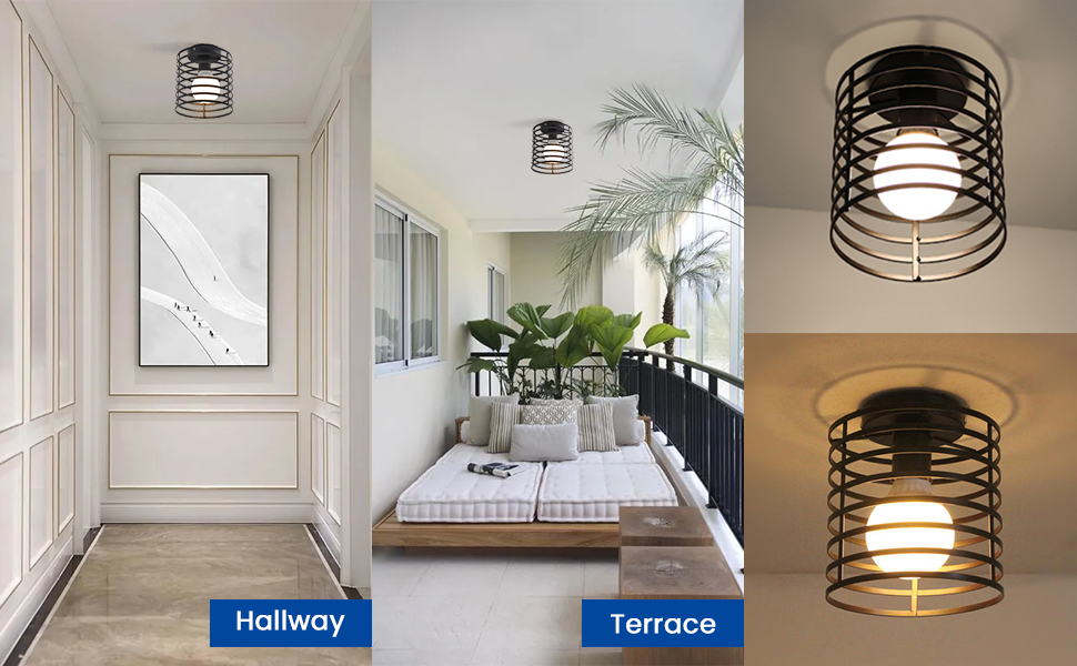 Lustra cu aspect rustic, E27, 16X18cm, Negru 2 30051946