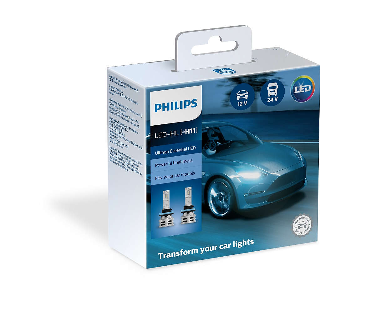 Becuri si sigurante auto - Set 2 leduri auto proiectoare Philips H11 Philips Ultinon Essential LED, 6500 K, 12 / 24 V, 24 W