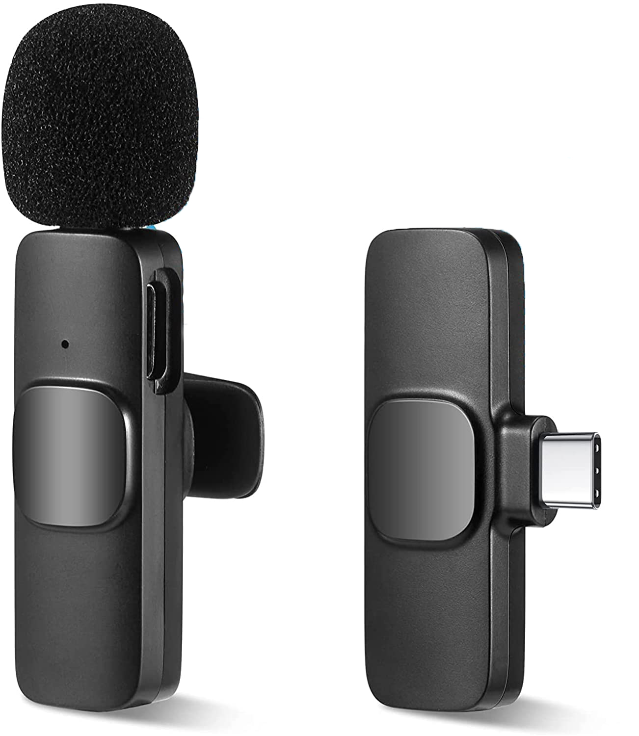Microfon lavaliera wireless Techone K9 pentru Android Type C, auto-imperechere, plug and play, omnidirectional, reducere zgomot de fond, pentru vlog, youtube, negru