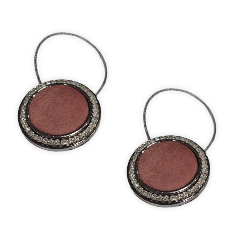 Magnet decorativ Velvet Rose cu snur pentru prinderea perdelelor si draperiilor, roz pudra, metalic