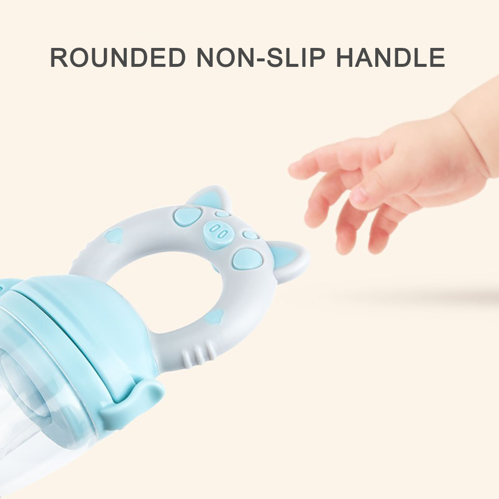 Suzeta pig Babynio pentru fructe si legume, din silicon alimentar moale, fara BPA, albastra