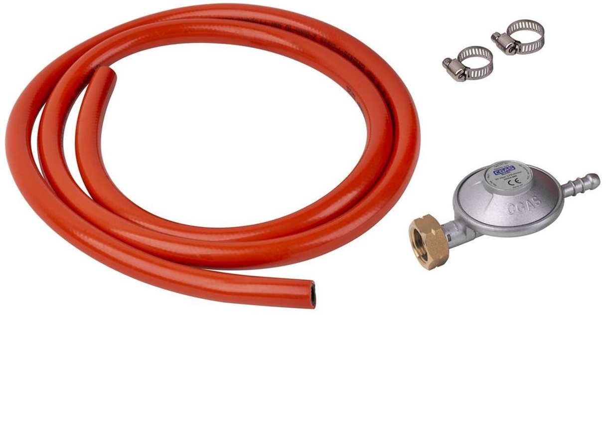 Accesorii si piese aragazuri - Regulator de presiune gaz standard, furtun 1.5m cu coliere prindere