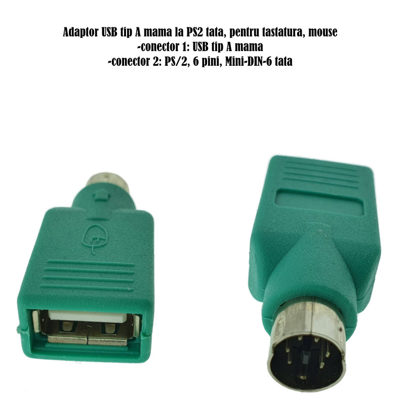 skill Severe silhouette Adaptor USB tip A mama la PS2 tata, ADAPTUSB, pentru tastatura/mouse, verde  - eMAG.ro