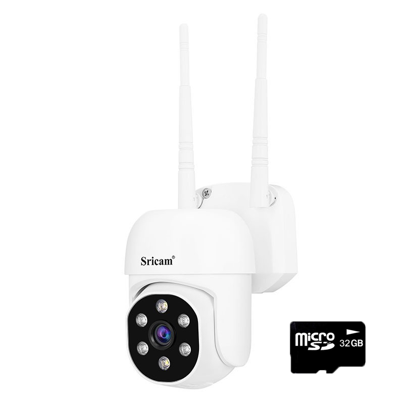 Camera de supraveghere WIFI Sricam™ SP030 Pro, interior/exterior, 3X zoom, rezistenta la apa, Full HD, comunicare bidirectionala, senzor miscare, auto track, alb