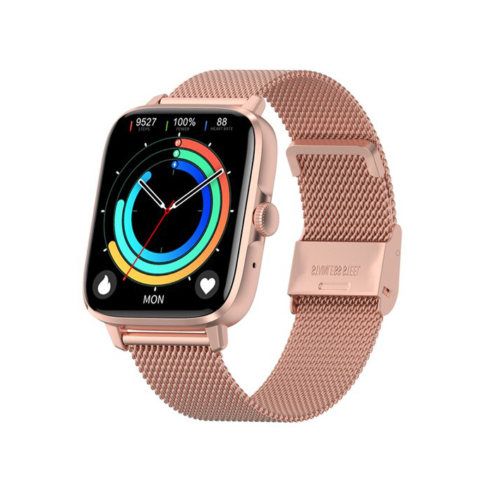 Ceas smartwatch femei TechONE® DT102, 1.9 inch IPS HD Retina, display always ON, apel bluetooth 5.0, NFC, ritm cardiac inteligent, oxigen, difuzor, notificari, gold metalic