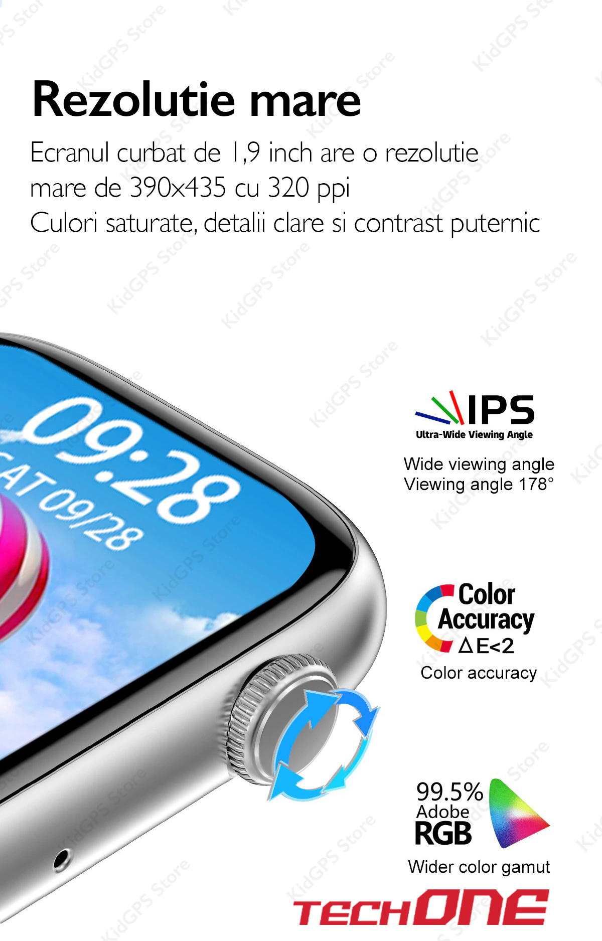 Ceas smartwatch barbati TechONE® DT103, 1.9 inch IPS HD Retina, display always ON, apel bluetooth 5.0, NFC, ritm cardiac inteligent, oxigen, difuzor, notificari, negru