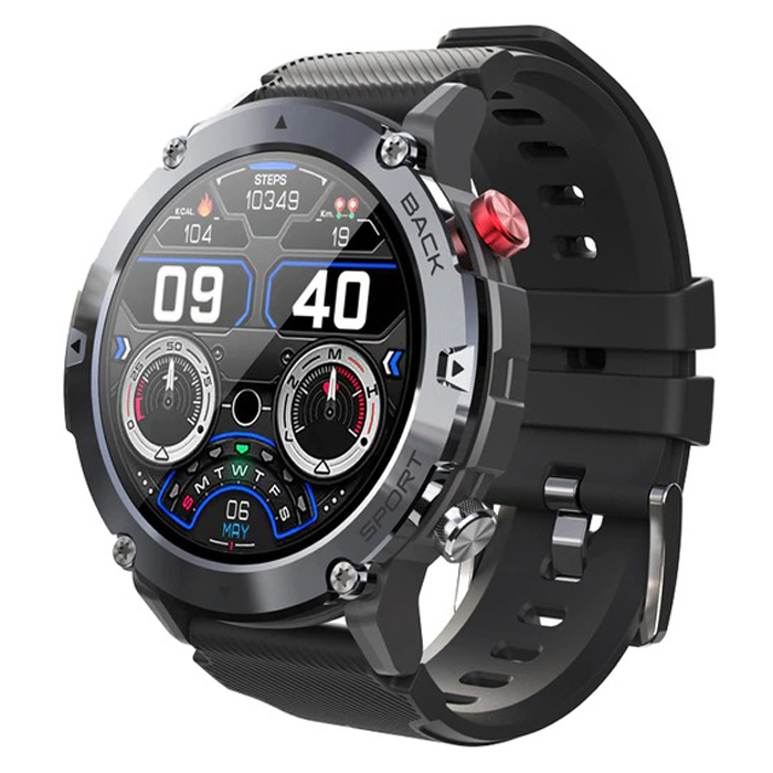Ceas smartwatch barbati TechONE® C21, 1.32 inch, apel bluetooth HD, multi sport, ritm cardiac multi point, tensiune, oxigen, carcasa metalica, difuzor, notificari, IP68, negru