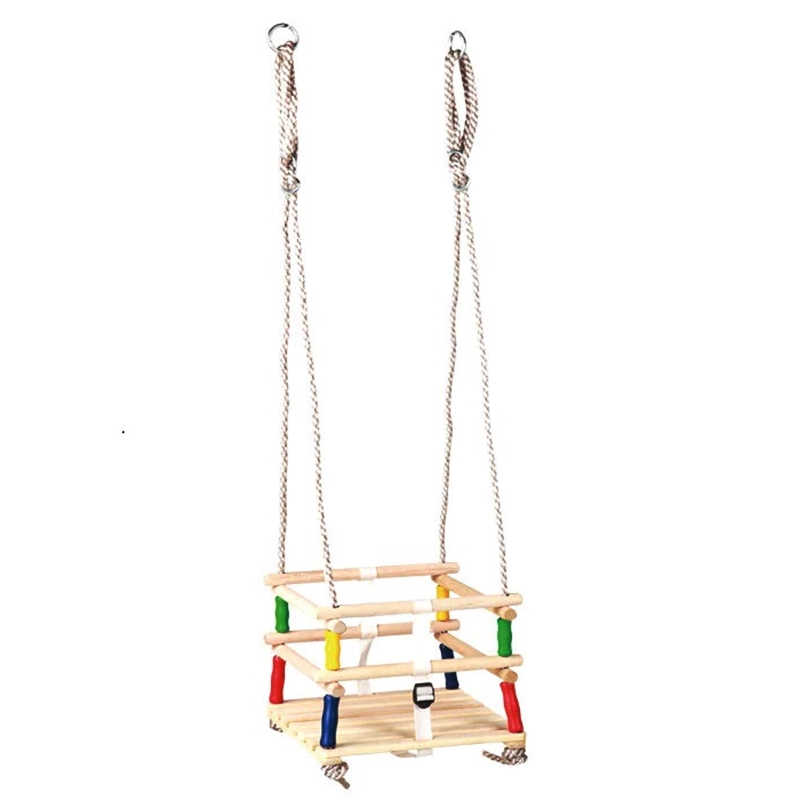 Leagane copii - Leagan copii, din lemn ST Kids, 30x30 cm, max 30kg, franghie cu inele prindere 2m