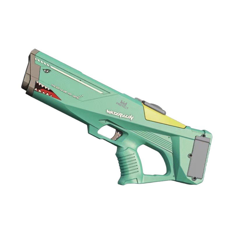 Pistol cu apa electric KidProtect® Shark Tank, distanta tragere 12m, rezervor 550ml, acumulator 1500mAh, verde