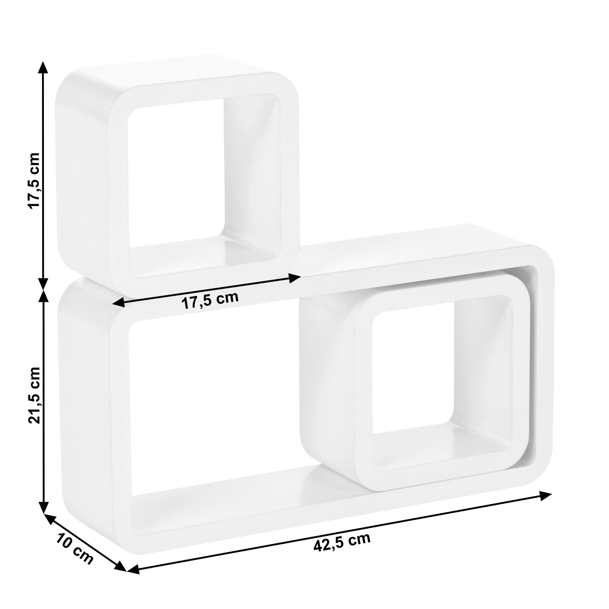Set polite DacEnergy©, realizat din MDF, 3 bucati, de perete, albe 2 34184679
