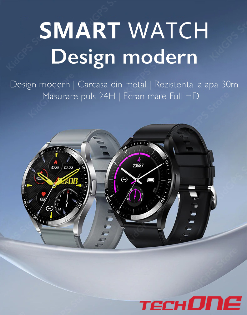 Ceas smartwatch barbati TechONE® K35C+, 1.32 inch TFT, apel bluetooth HD, multi sport, ritm cardiac inteligent, oxigen, difuzor, notificari, IP68, negru