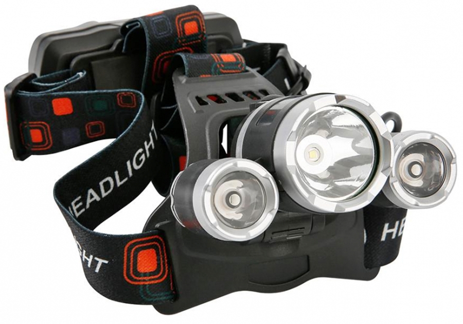 Lanterne - Lanterna frontala pe cap, 3 surse de iluminare cu LED, acumulator cu incarcare USB 1200mAh