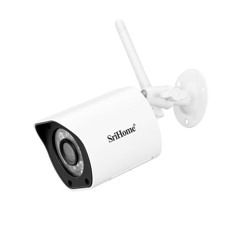 Camera de supraveghere video WIFI SriHome™ SH034 Pro, 5MP, dual band, interior/exterior, 4X zoom, rezistenta la apa, leduri lumina, sunet bidirectional, senzor miscare, alb