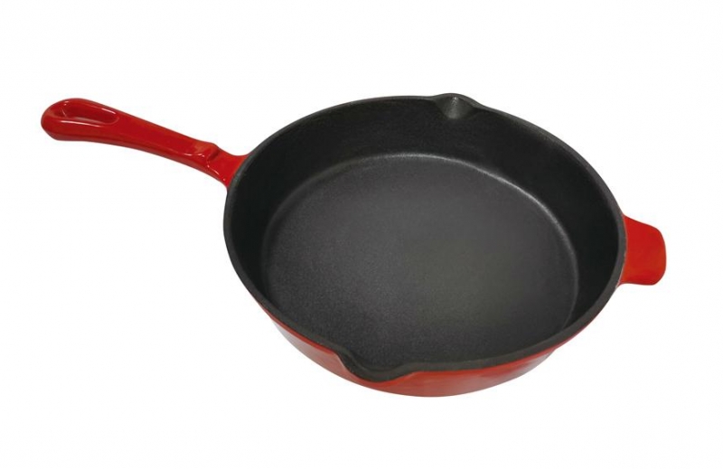 Tigai - Tigaie rotunda din fonta emailata pentru grill, 27x5 cm