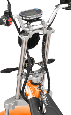 Scuter Electric AT PERFORMANCE Portocaliu, loc suplimentar de depozitare, Autonomie 40 Km, Viteza maxima 45 km/h, Timp incarcare 5-6h, Baterie detasabila 20 Ah, Suspensie Fata-Spate, Putere motor 1500W - Scutere Electrice, Trotinete Electrice si Accesorii - atMag.ro