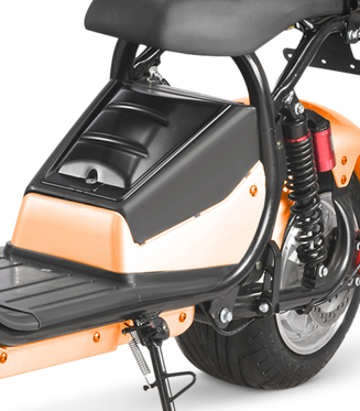 Scuter Electric AT PERFORMANCE Portocaliu, loc suplimentar de depozitare, Autonomie 40 Km, Viteza maxima 45 km/h, Timp incarcare 5-6h, Baterie detasabila 20 Ah, Suspensie Fata-Spate, Putere motor 1500W - Scutere Electrice, Trotinete Electrice si Accesorii - atMag.ro