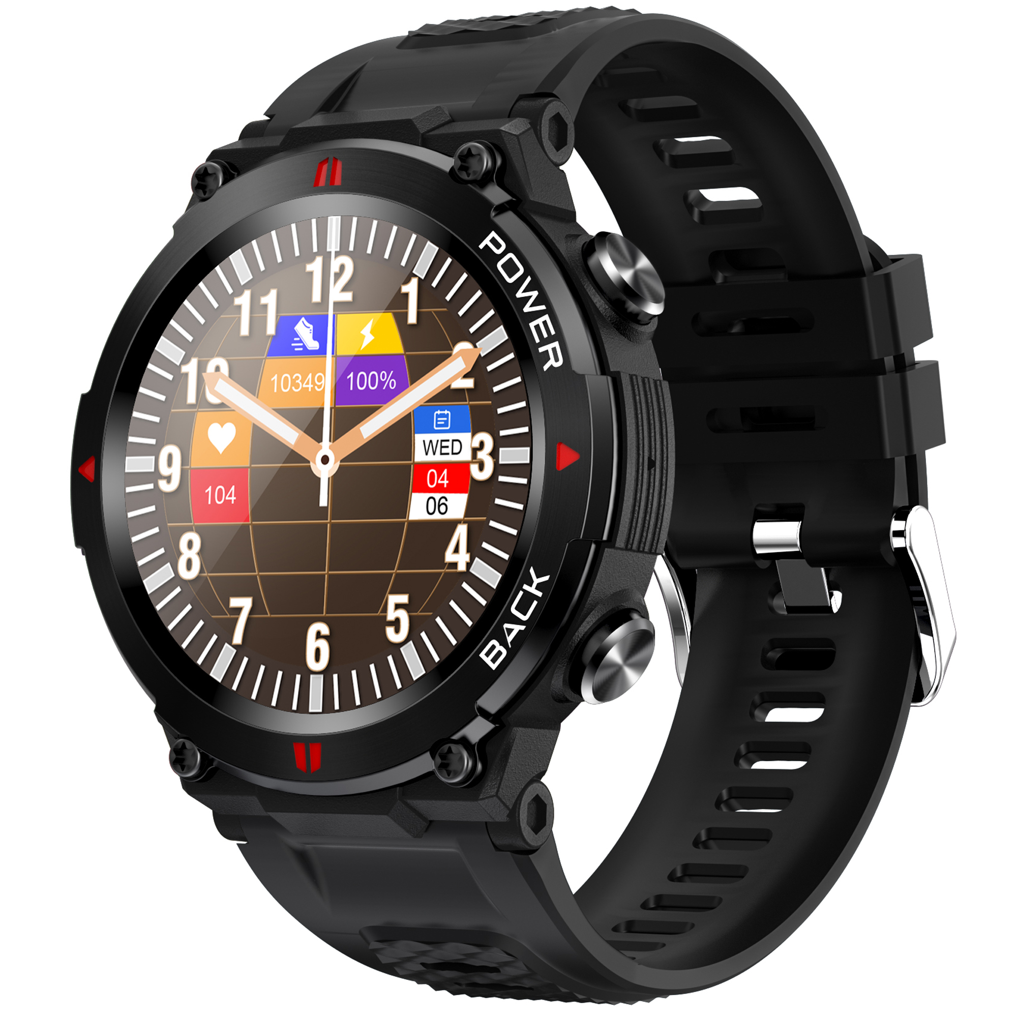 Ceas smartwatch barbati TechONE® A80, Ghost, Ultra Rezistent, Stical Gorilla, IP68, apel bluetooth HD, multi sport, ritm cardiac multi point, tensiune, oxigen, difuzor, notificari, IP68, negru