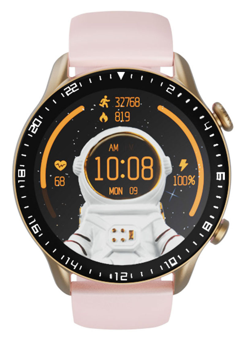 Smartwatch femei TechONE™ M30 Plus, 1.43 inch Amoled Retina, apel Bluetooth HD, carcasa metalica, ritm cardiac, oxigen, pedometru, rezistent la apa ip67, vibratii, multi sport, auriu
