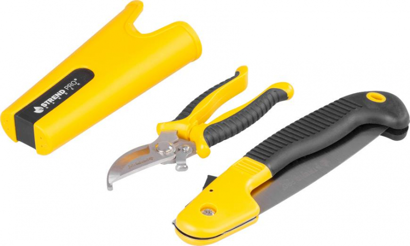 Produse EmagMarketplace - Set fierastrau pliabil, foarfeca crengi si teaca plastic pentru gradina, Strend PRO Garden