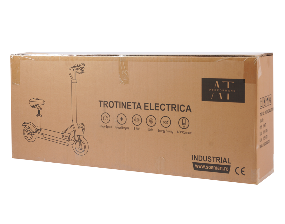 Trotineta electrica cu scaun AT PERFORMANCE, 350W, Cu afisaj LCD, Baterie Lithium-Ion 12.5 Ah, Autonomie 45-50 km, Viteza 40km/h, greutate maxima admisa 130 Kg - Scutere Electrice, Trotinete Electrice si Accesorii - atMag.ro
