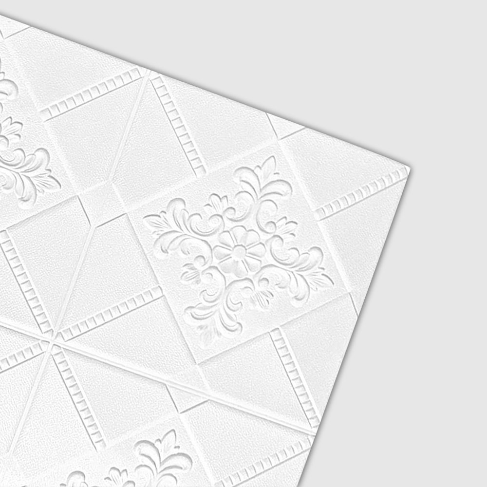 Tapet 3D Autoadeziv SIKS, Model 4P Romb 5D, Alb, Model Flori, Design Modern, Rezistent la Apa, Usor de Curatat, Dimensiuni 77x70 cm 1 39345465