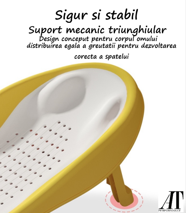 Suport baie copii, At Performance, 53x 28cm x 7cm, 20cm inaitime ridicat, anatomic, Galben - Igiena si ingrijire - atMag.ro