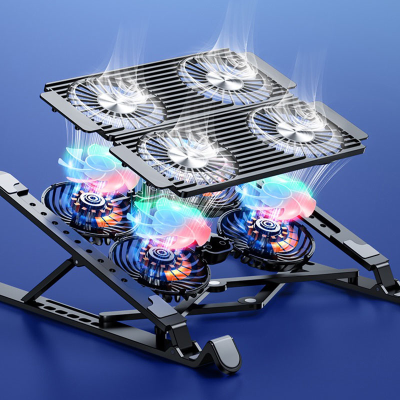 Cooler laptop, cu 4 ventilatoare, Iluminare RGB, disiparea caldurii