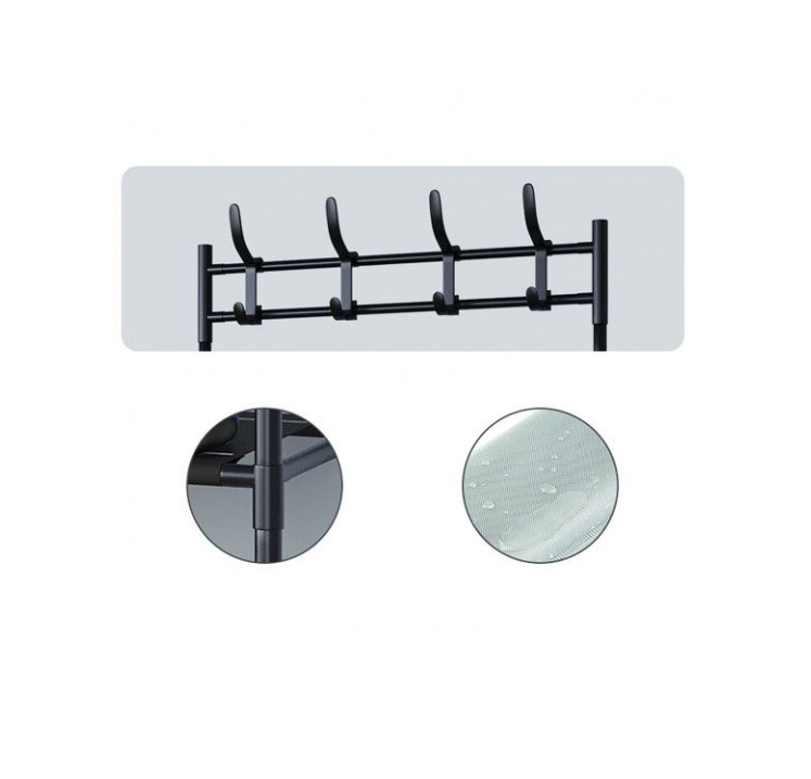 Cuier cu pantofar, Metalic, cu 5 rafturi, Agatatori, AT PERFORMANCE®, Negru - Mobila Hol - atMag.ro