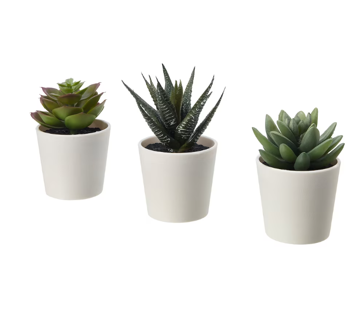 Produse - Set 3 Plante Artificiale SUPER TRENDS® tip Flori Decorative in Ghiveci, 12 cm, Verde Deschis