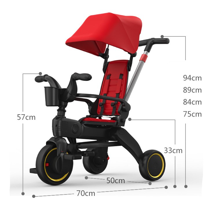 Tricicleta 4IN 1, At Performance, Centura Prindere, Bara Protectie, Piele ecologica, Suport Pahar, Pedale Detasabile, 6 luni+, Rosu / Negru - Triciclete - atMag.ro