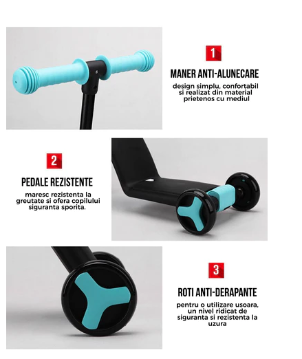 Tricicleta, 3 In 1, Pentru Copii, AT Performance, Cadru Otel, Ghidon Reglabil, Pedale Detasabile, Compartiment Depozitare, Sarcina maxima 25Kg, Negru/Albastru - Triciclete - atMag.ro