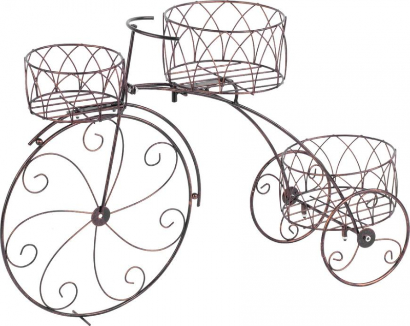 Ghivece si suporturi - Suport decorativ din metal pentru 3 ghivece flori tip bicicleta, 60x42 cm