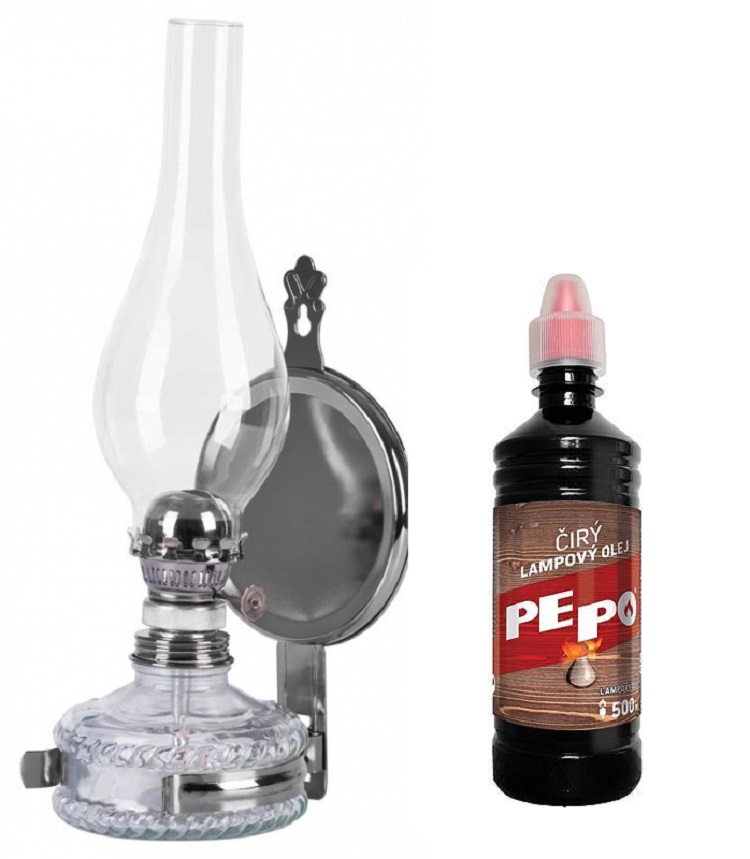 Accesorii camping si drumetii - Pachet Lampa cu gaz lampant NiceHome, inaltime 35 cm si Gaz lampant 0.5l
