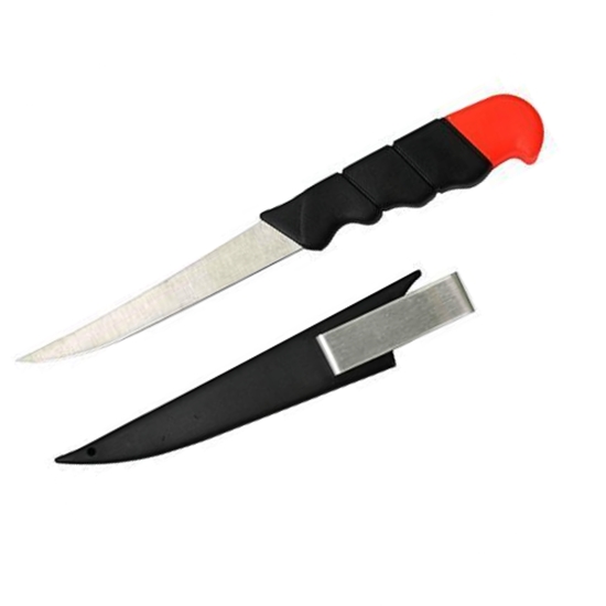 Produse EmagMarketplace - Cutit pentru pescuit, maner plastic, lungime totala 26 cm, teaca plastic cu agatator