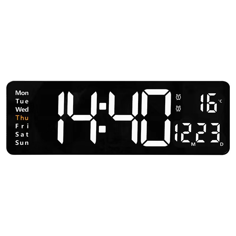 Ceas Digital de Perete, At Performance Cu Telecomanda, Termometru, Calendar, Temporizator, Alarma Dubla, Alimentare, Cablu/Baterie, Luminozitate Ajustabila LED, Alb - Ceasuri decorative - atMag.ro