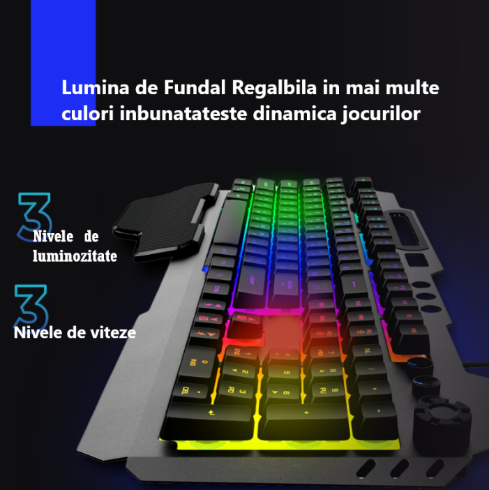 Tastatura Gaming Iluminata RGB Rainbow At Performance,720 USB, Neagra - Birouri gaming, Mouse-uri si Tastaturi - atMag.ro