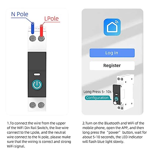 Siguranta Automata cu Monitorizare Inteligenta WiFi, Tuya/Smartlife, 1P+N, 63A, Compatibila Google Home si Alexa @Smartwiz [1]