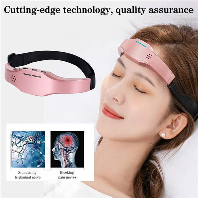 Aparat masaj terapeutic pentru cap AdyMel®, pentru somn linistit si ameliorare dureri, fizioterapie, electrostimulare, fara fir, roz [4]