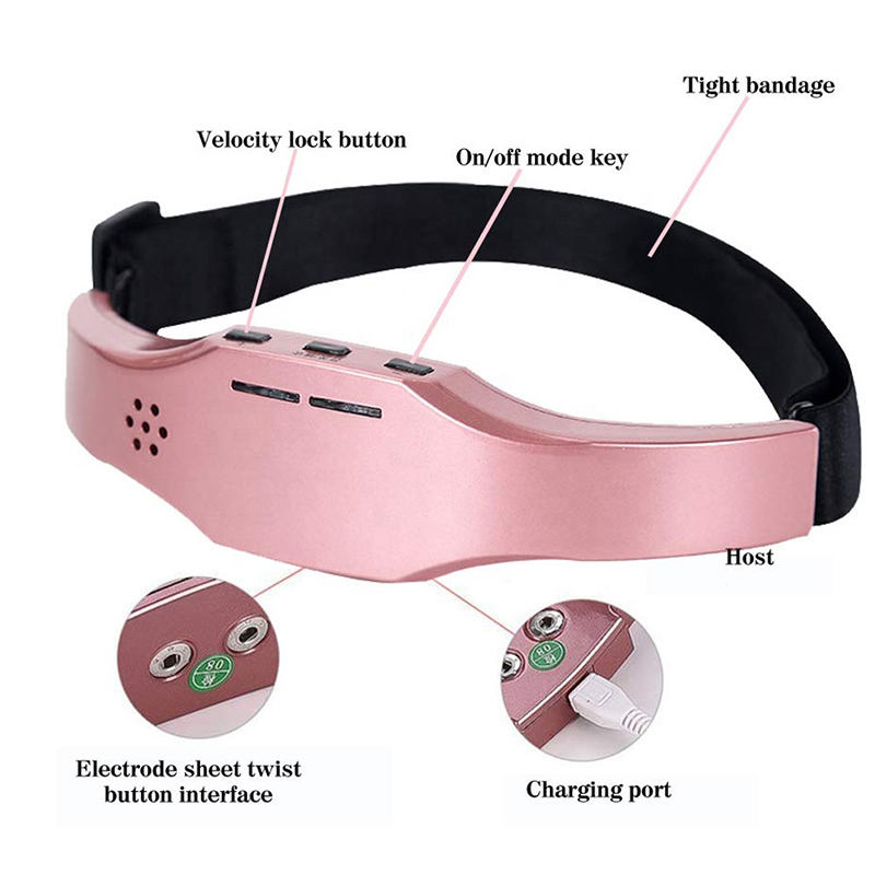 Aparat masaj terapeutic pentru cap AdyMel®, pentru somn linistit si ameliorare dureri, fizioterapie, electrostimulare, fara fir, roz [8]