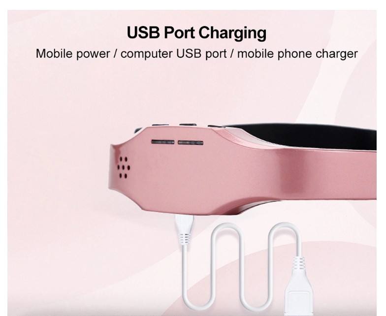 Aparat masaj terapeutic pentru cap AdyMel®, pentru somn linistit si ameliorare dureri, fizioterapie, electrostimulare, fara fir, roz [10]